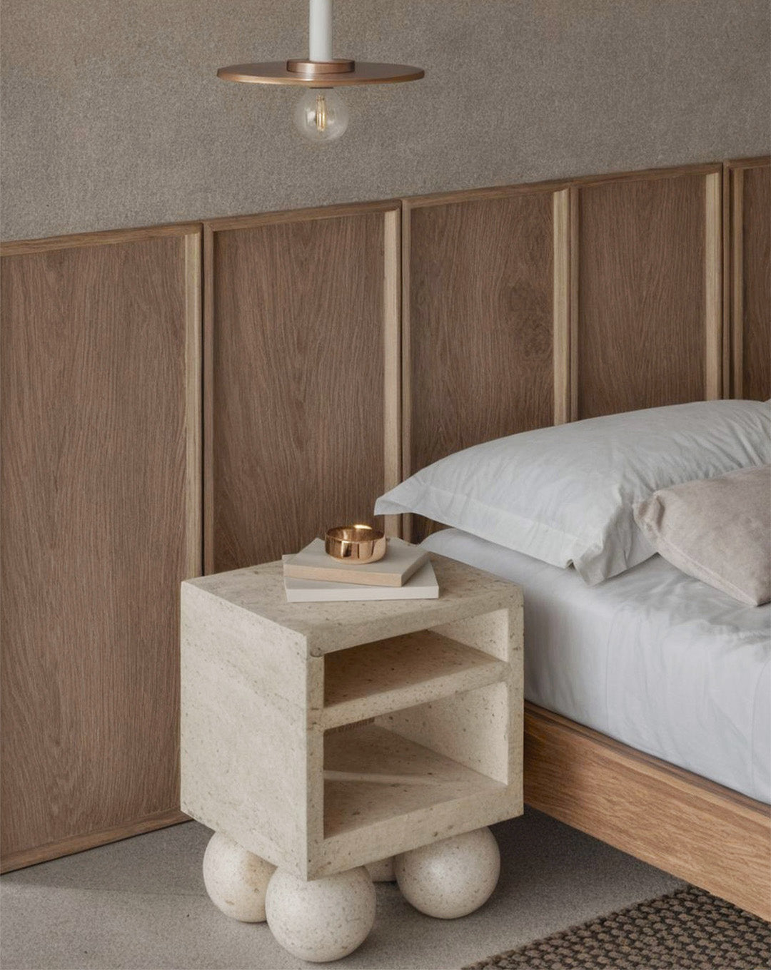 Solid Travertine Side Table – Orbita Sphere