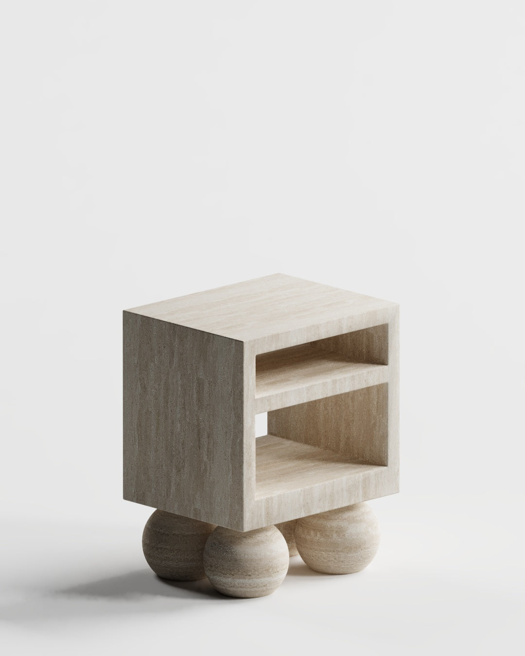 Solid Travertine Side Table – Orbita Sphere