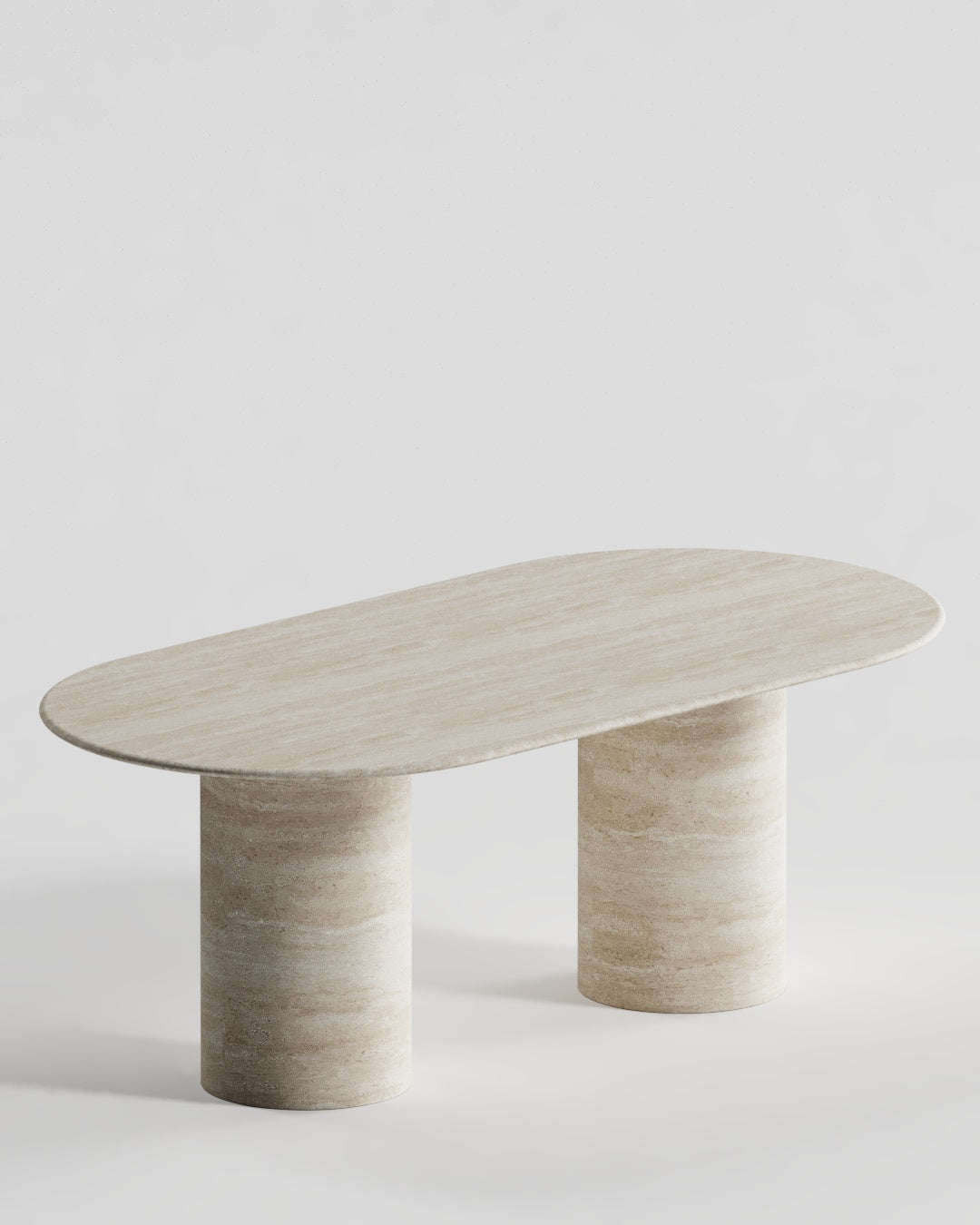 Solid Travertine Dining Table – Cylindrical Base