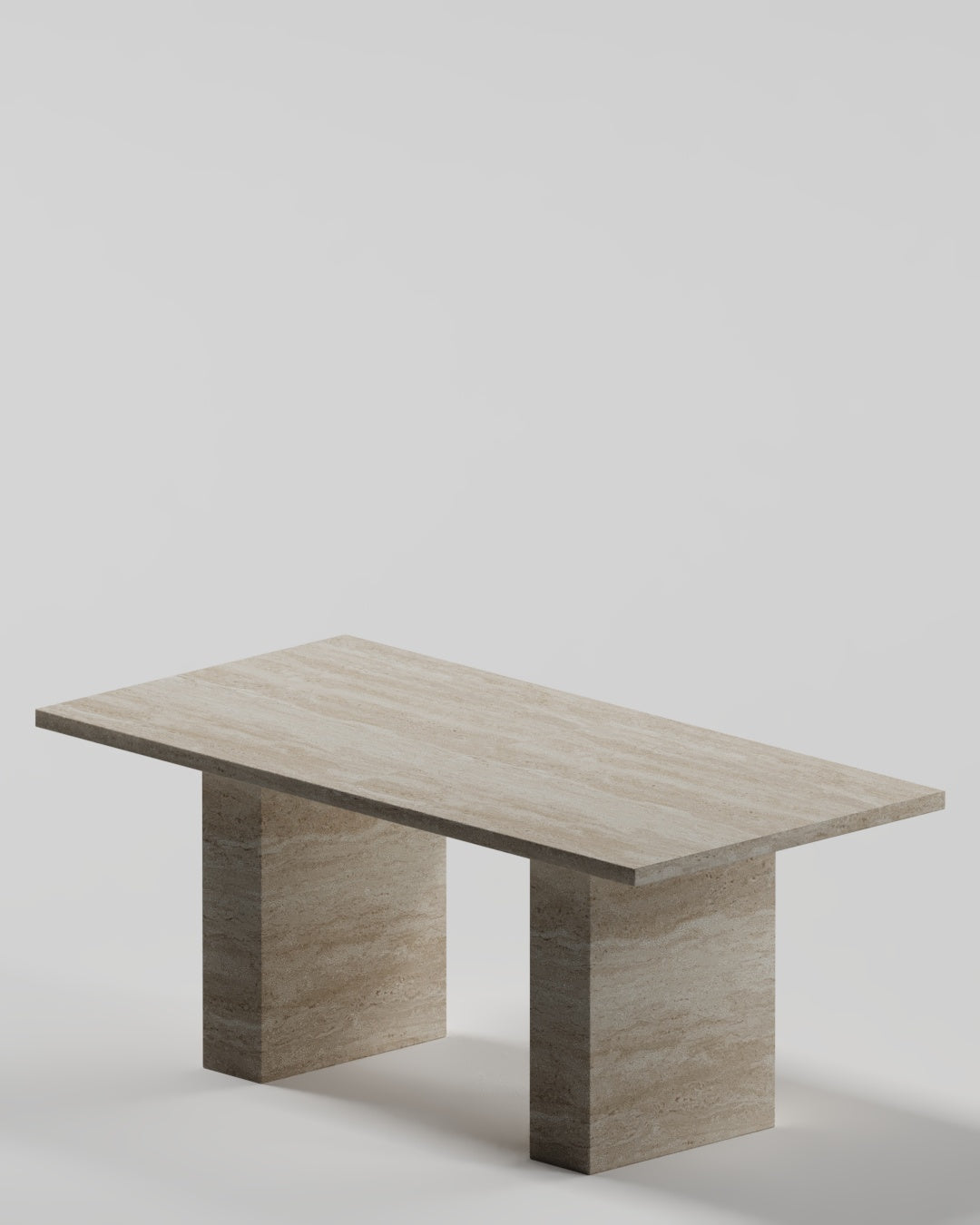 Solid Travertine Dining Table – Rectangular Framed Edge