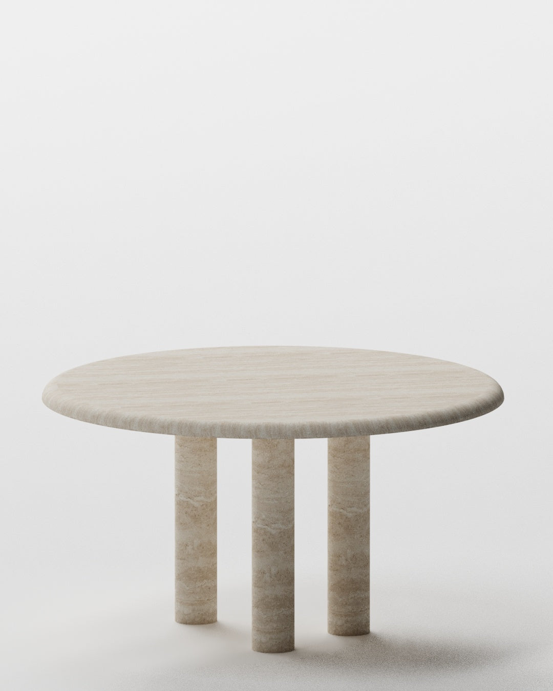 Solid Travertine Dining Table – Round Column Base