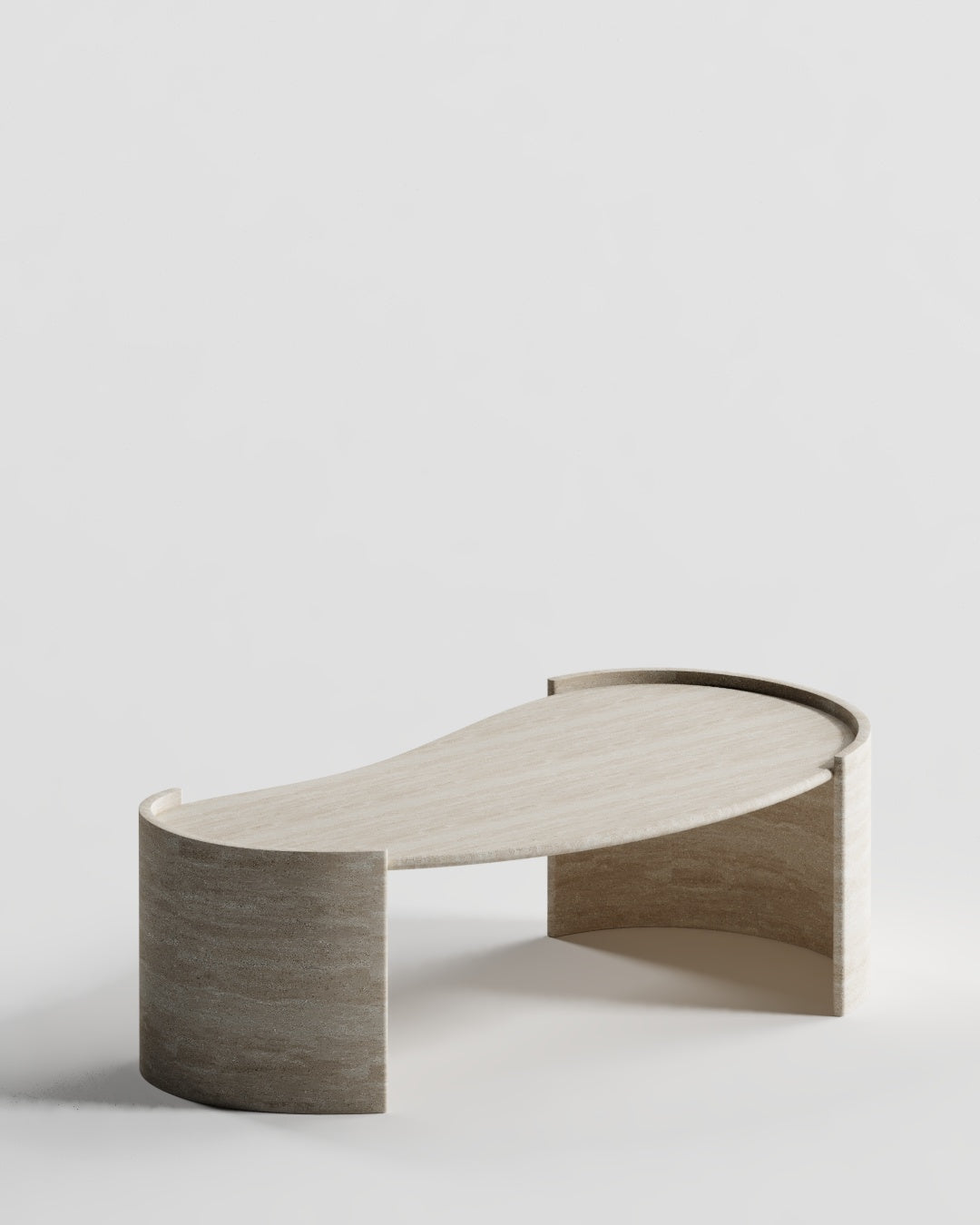 Solid Travertine Coffee Table – Sculpted Wave