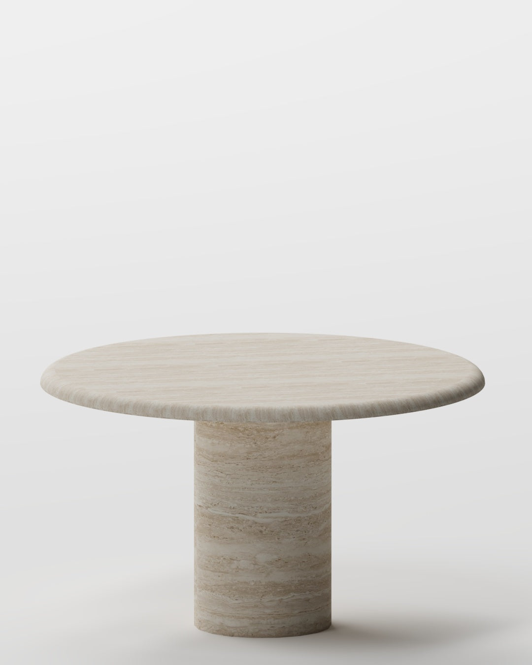 Solid Travertine Dining Table – Cylindrical Base