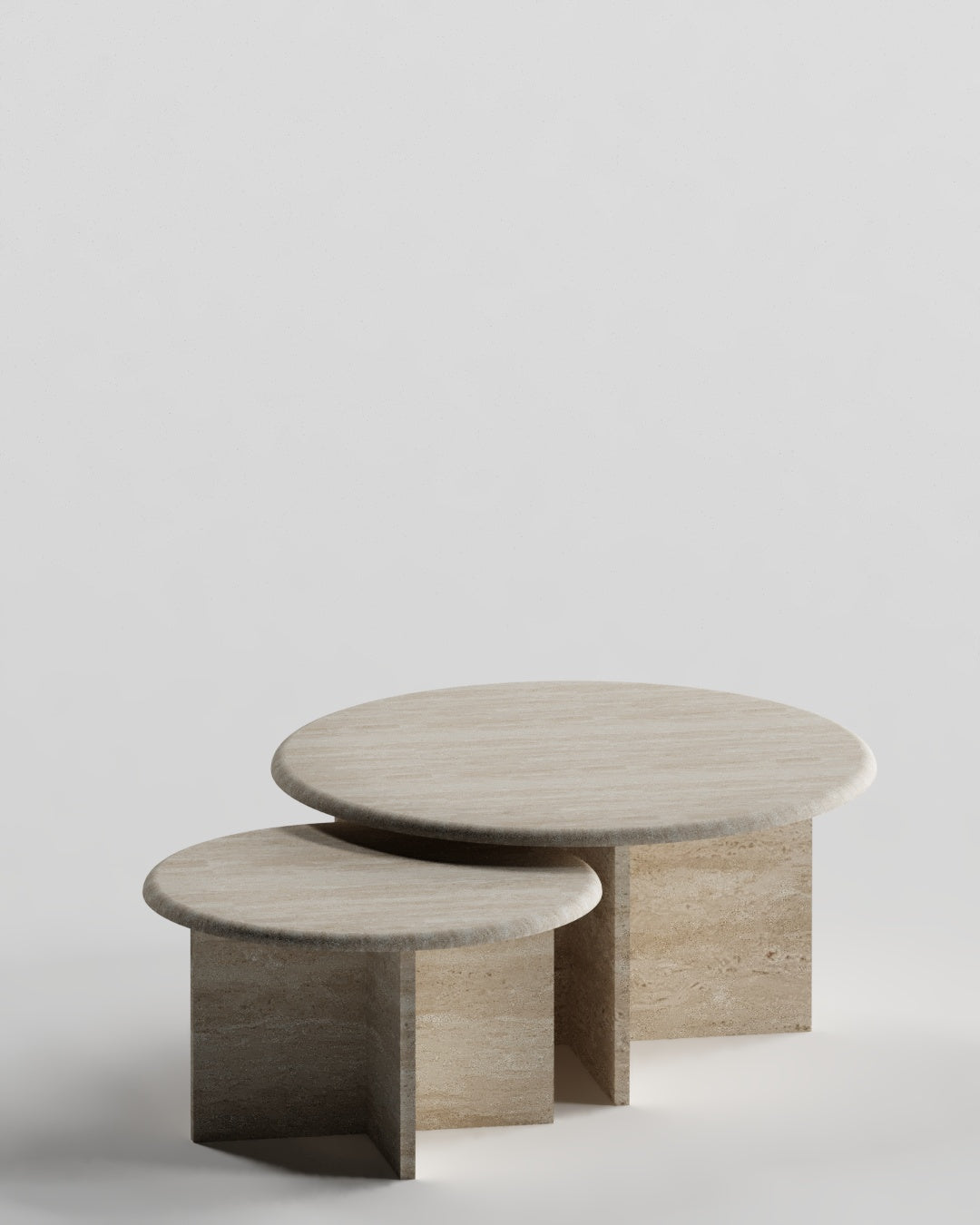 Solid Travertine Coffee Table Duo – Cross Base