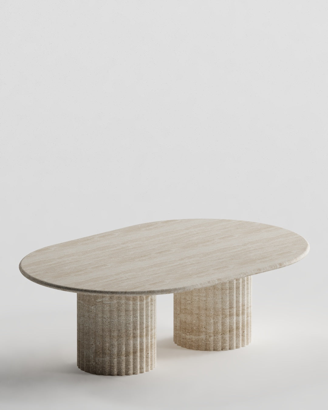 Solid Travertine Coffee Table – Fluted Base
