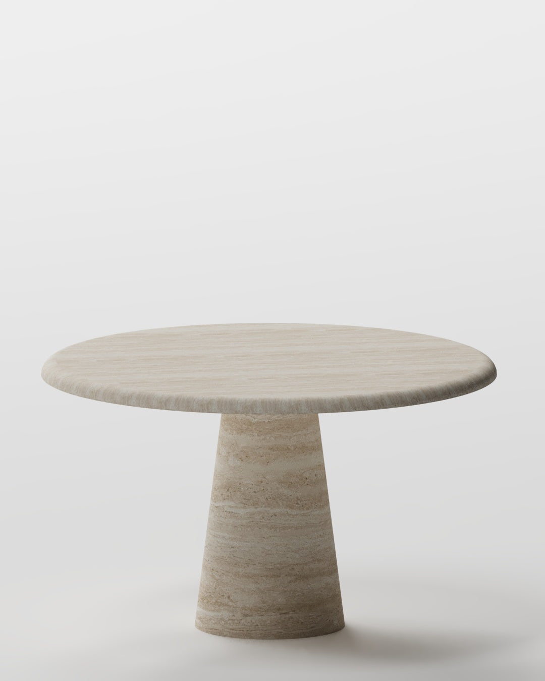 Solid Travertine Dining Table – Conical Base
