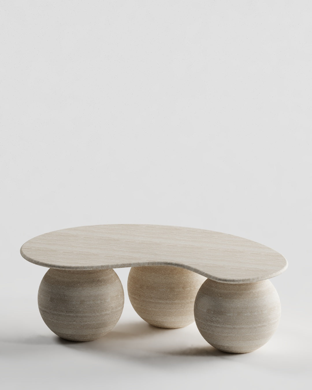 Solid Travertine Coffee Table – Sculpted Pebble Edition