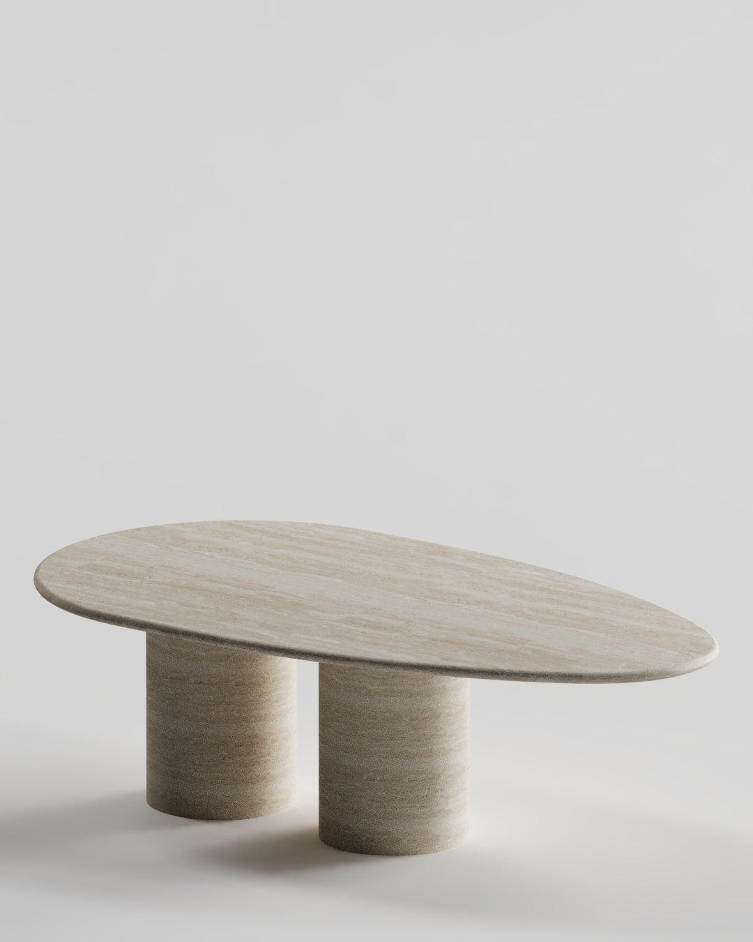Solid Travertine Coffee Table – Twin Cylinder Base