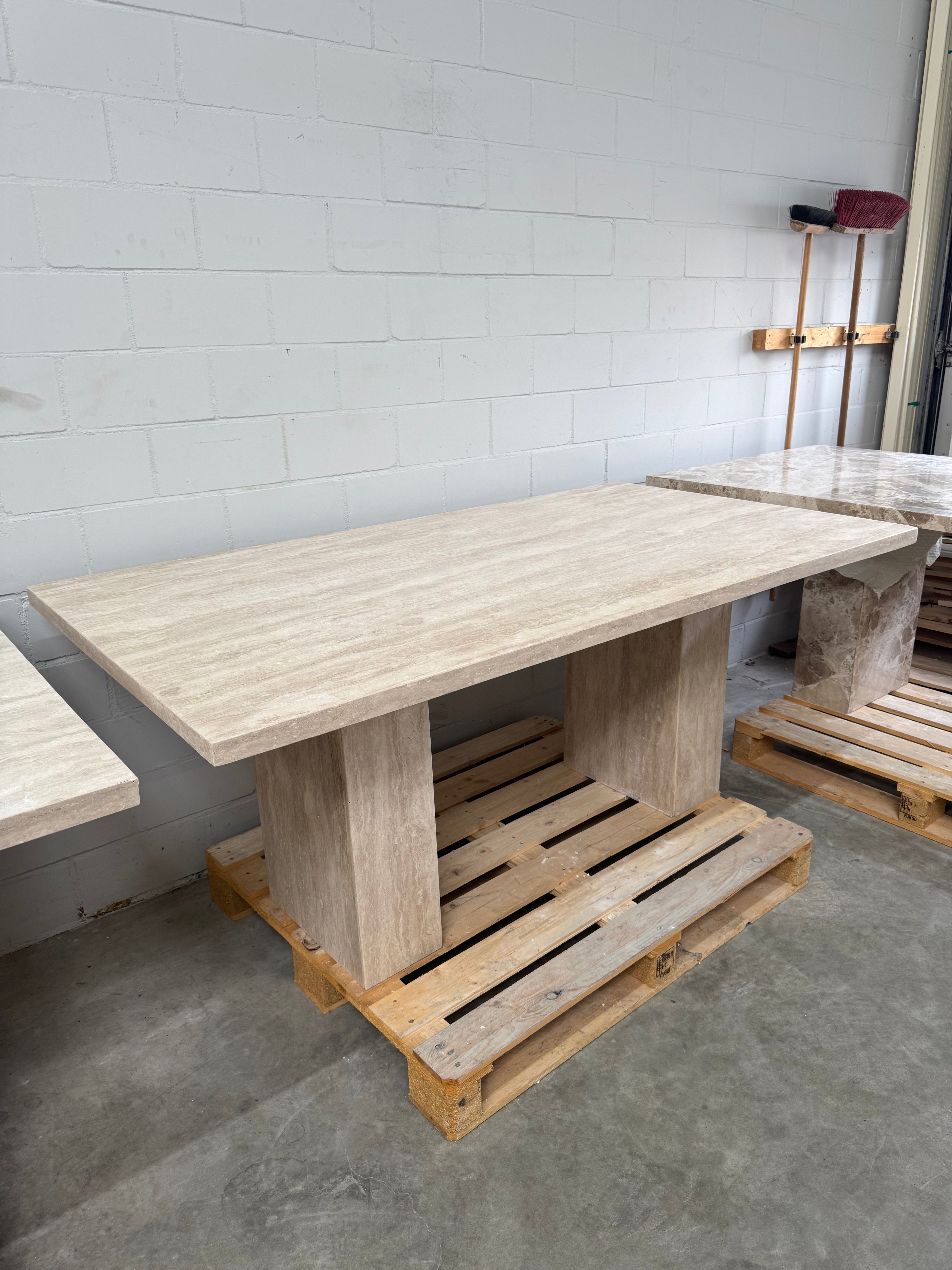Travertine Dining Table – Rectangular Framed Edge 200x100cm #SHOWMODEL
