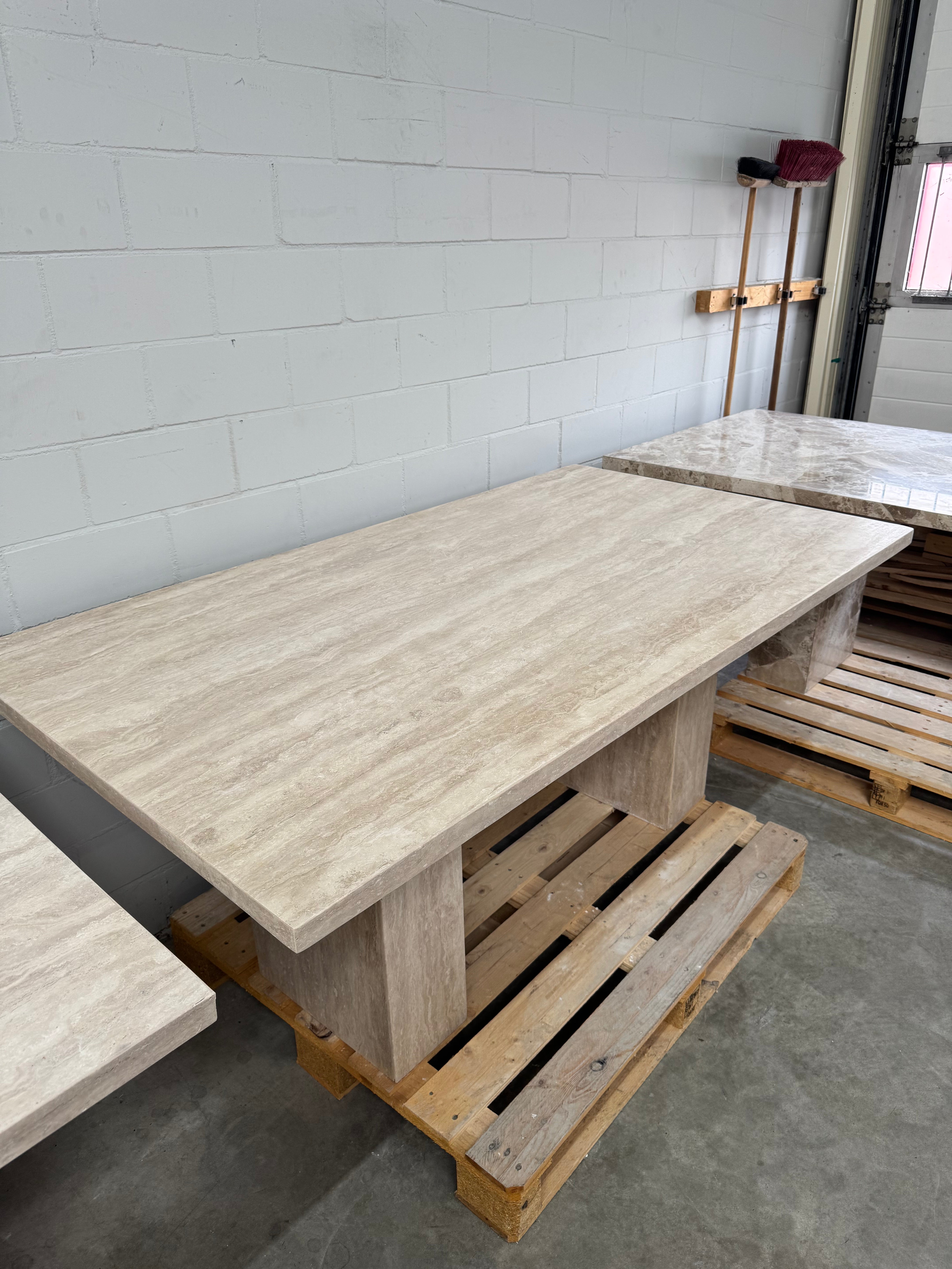 Travertine Dining Table – Rectangular Framed Edge 200x100cm #SHOWMODEL