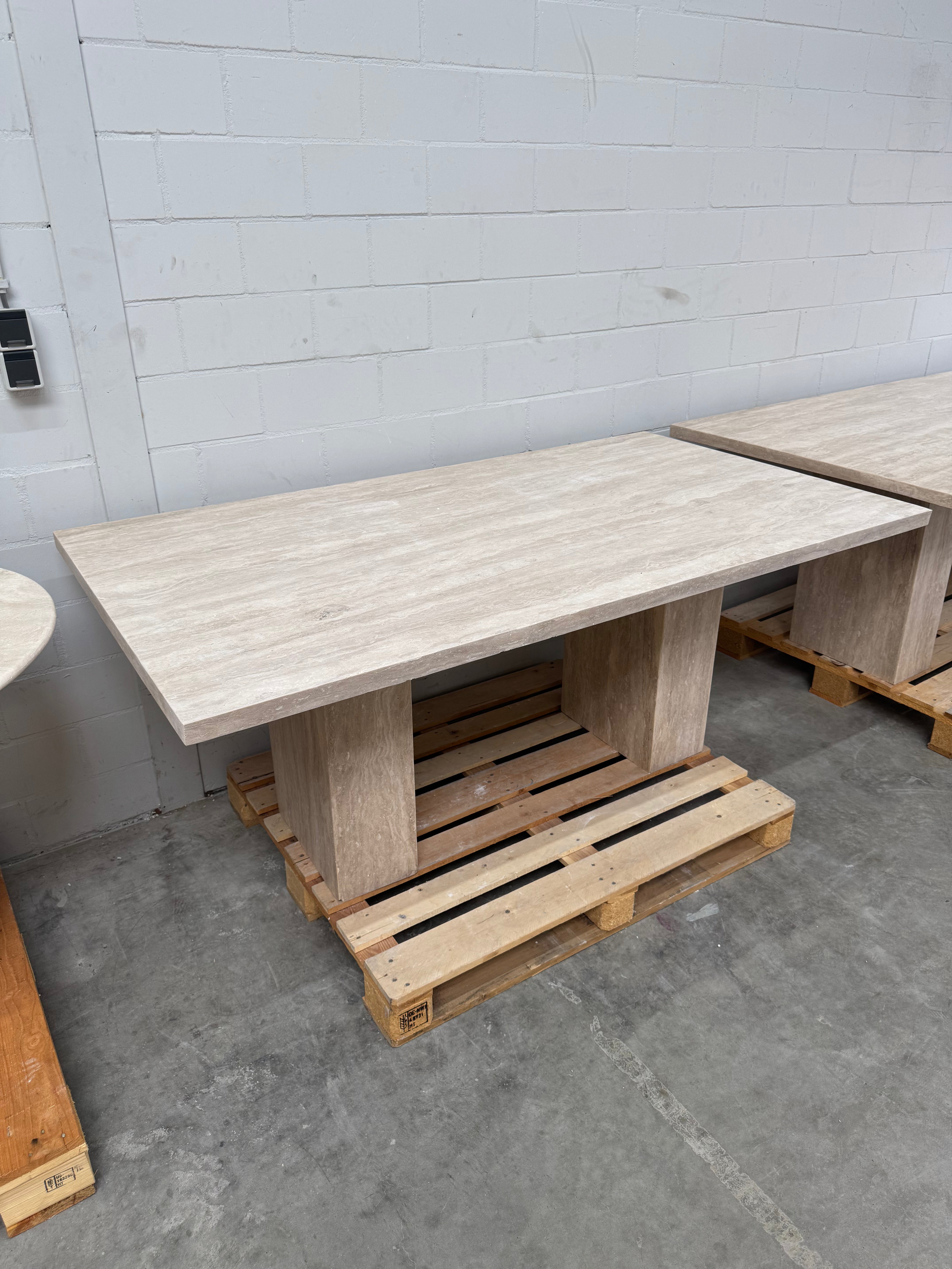 Travertine Dining Table – Rectangular Framed Edge 200x100cm #SHOWMODEL