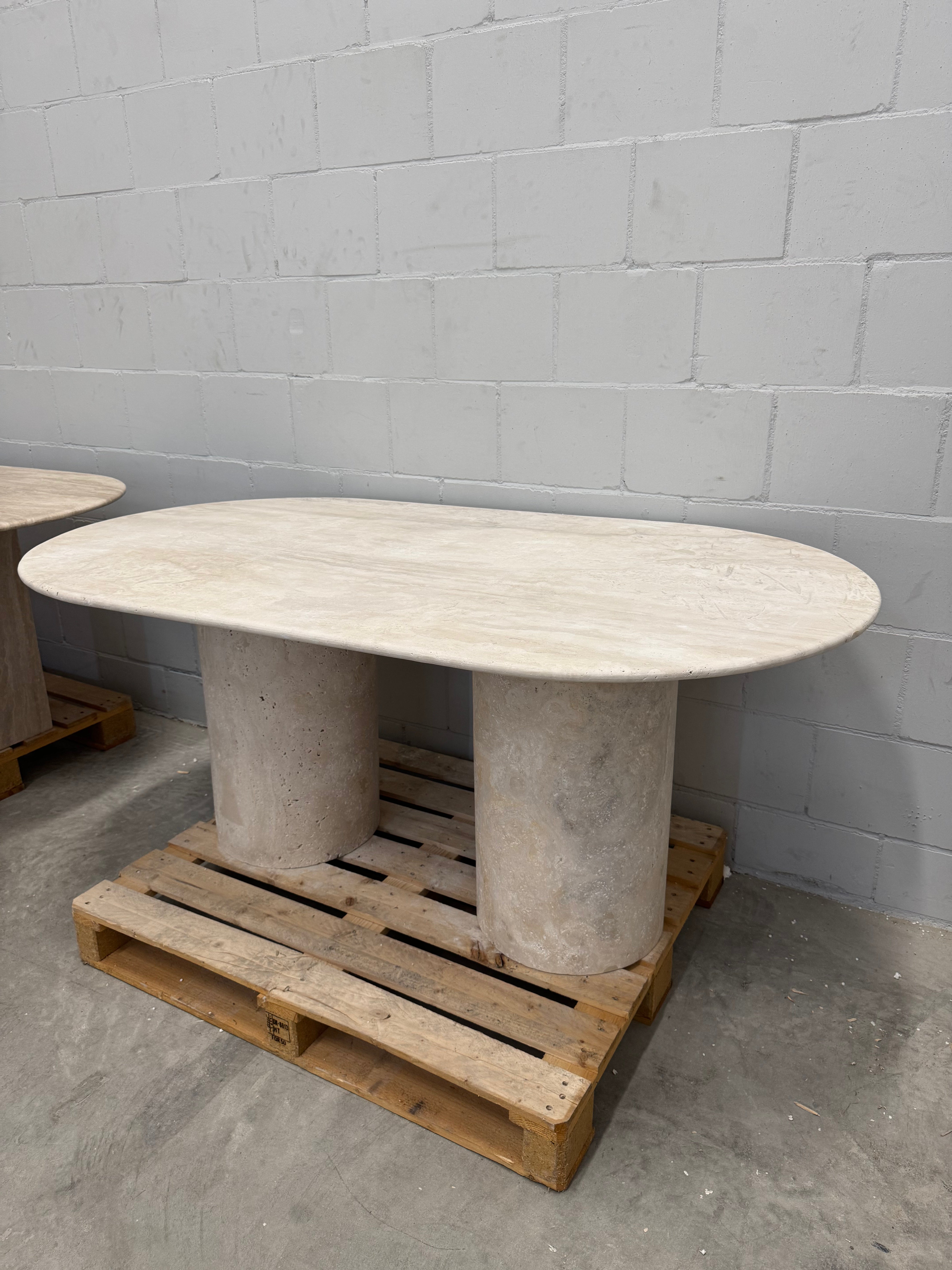Solid Travertine Dining Table