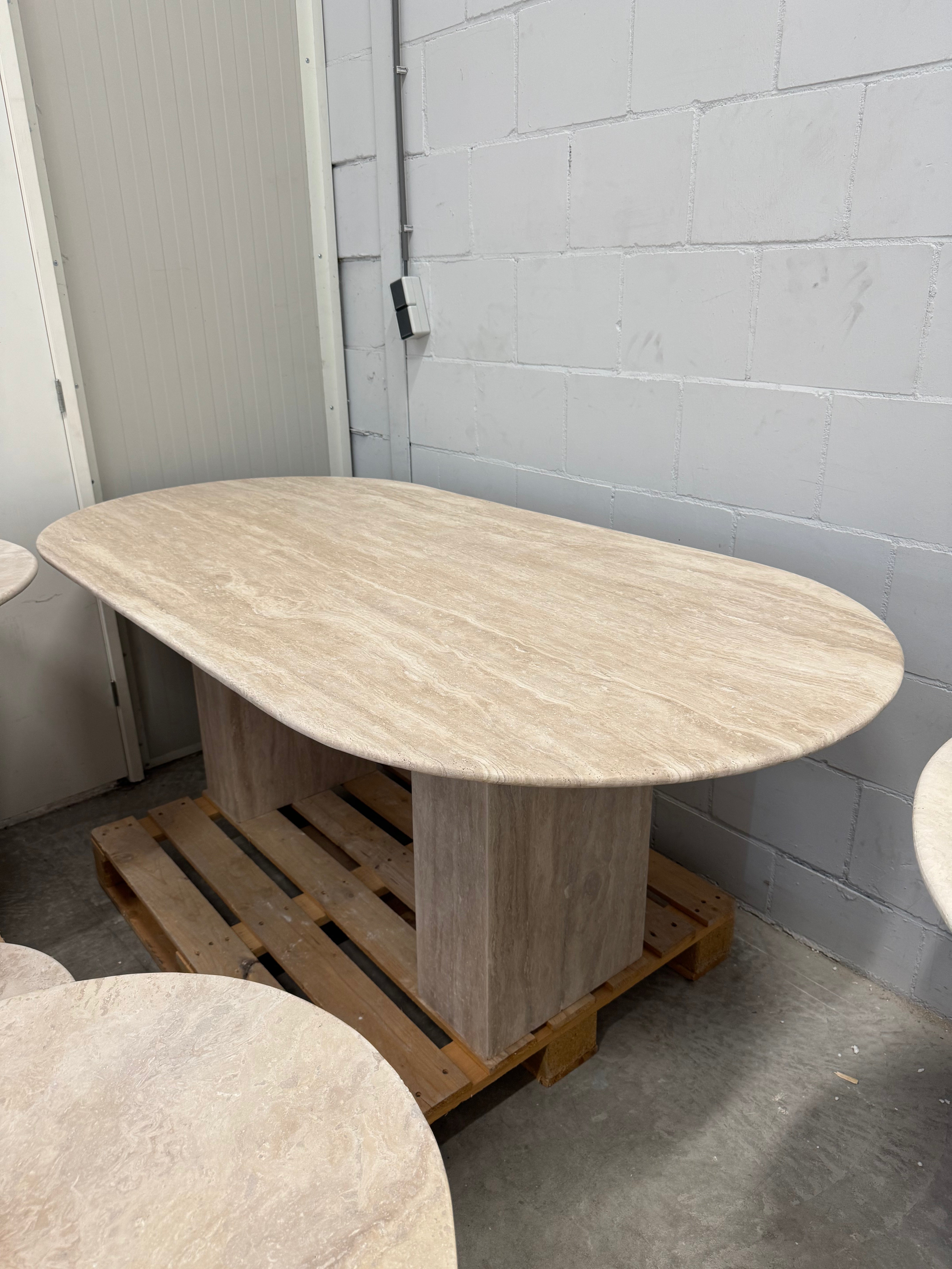 Solid Travertine Dining Table