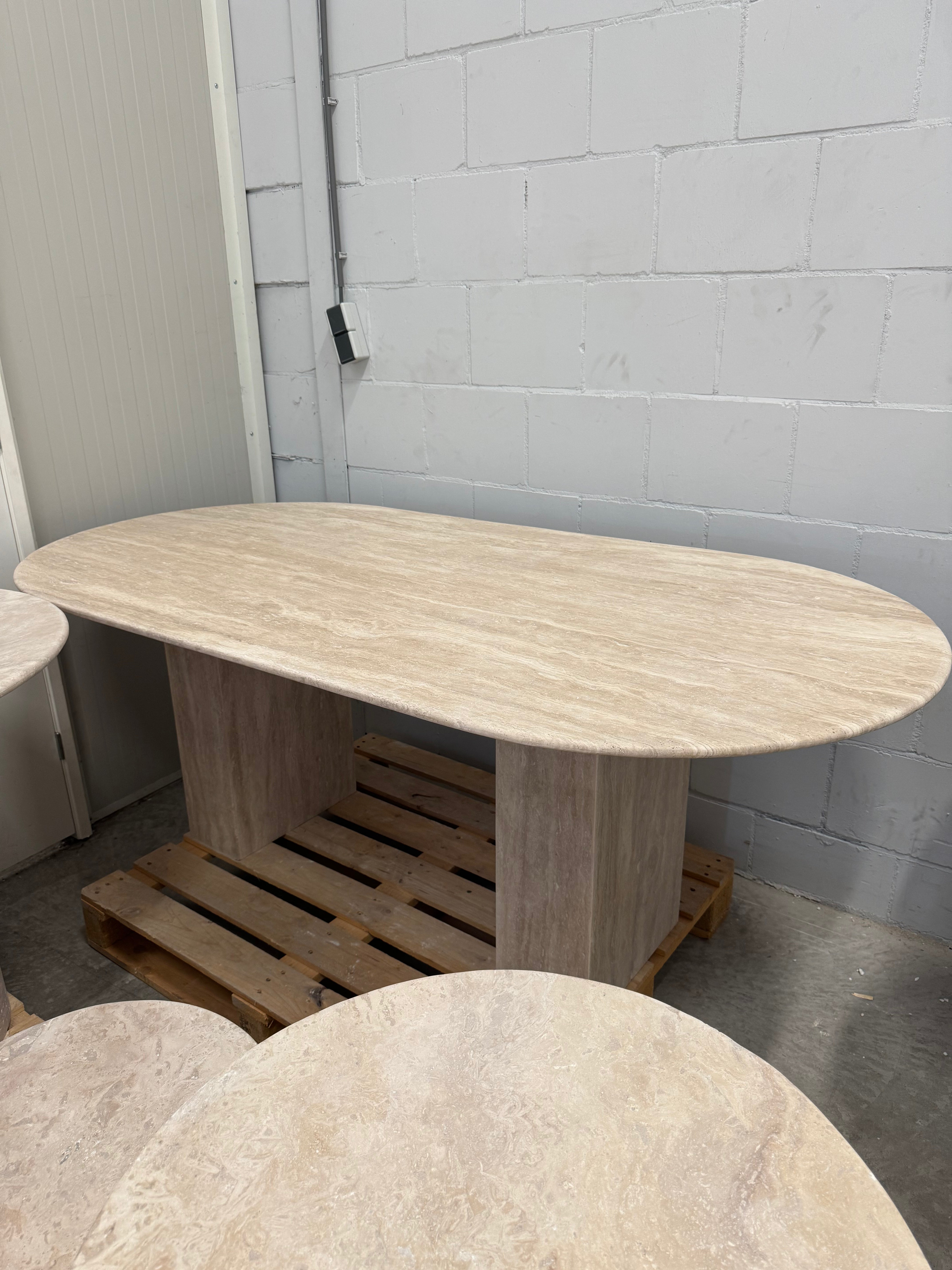 Solid Travertine Dining Table