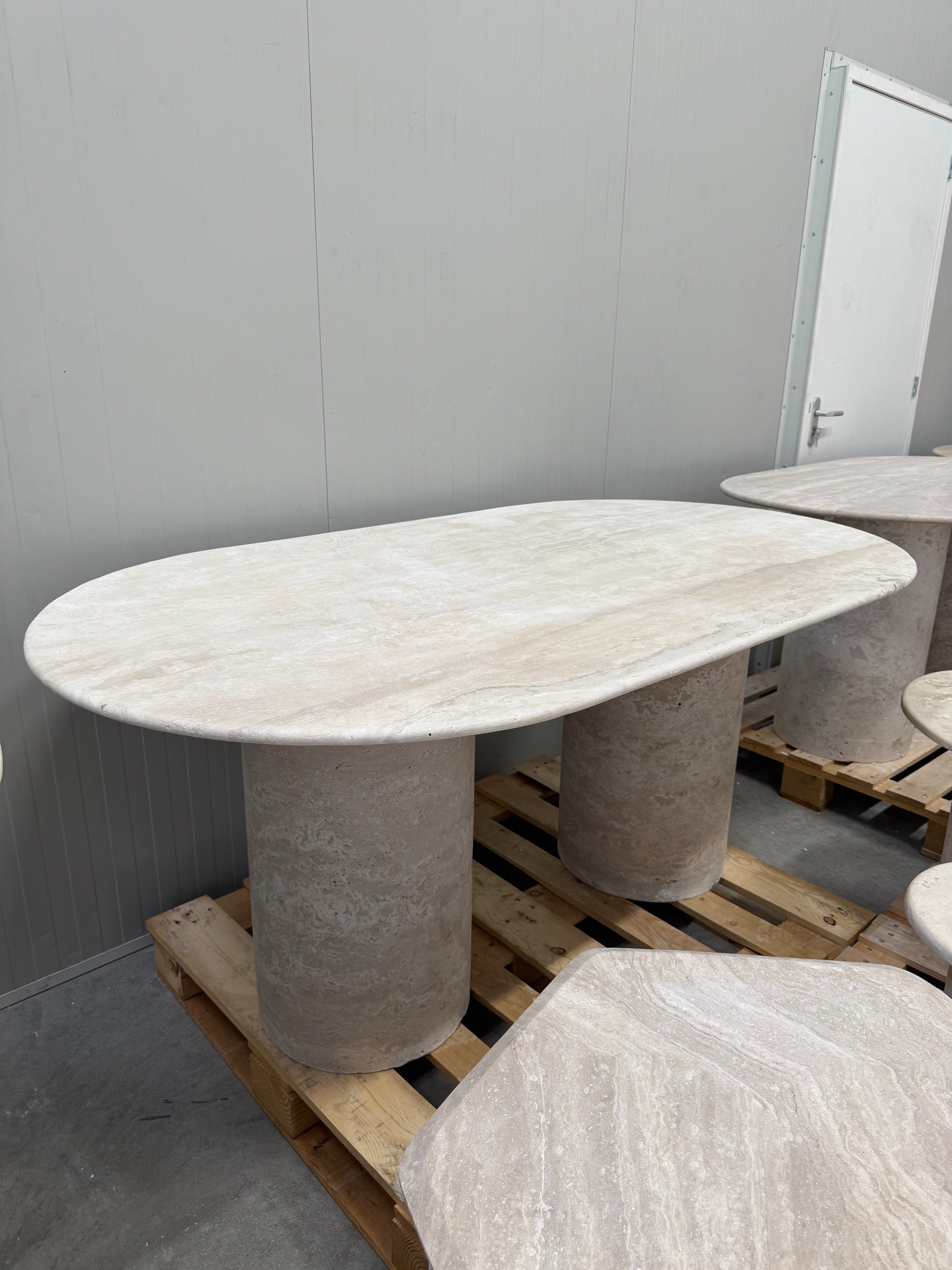 Solid Travertine Dining Table