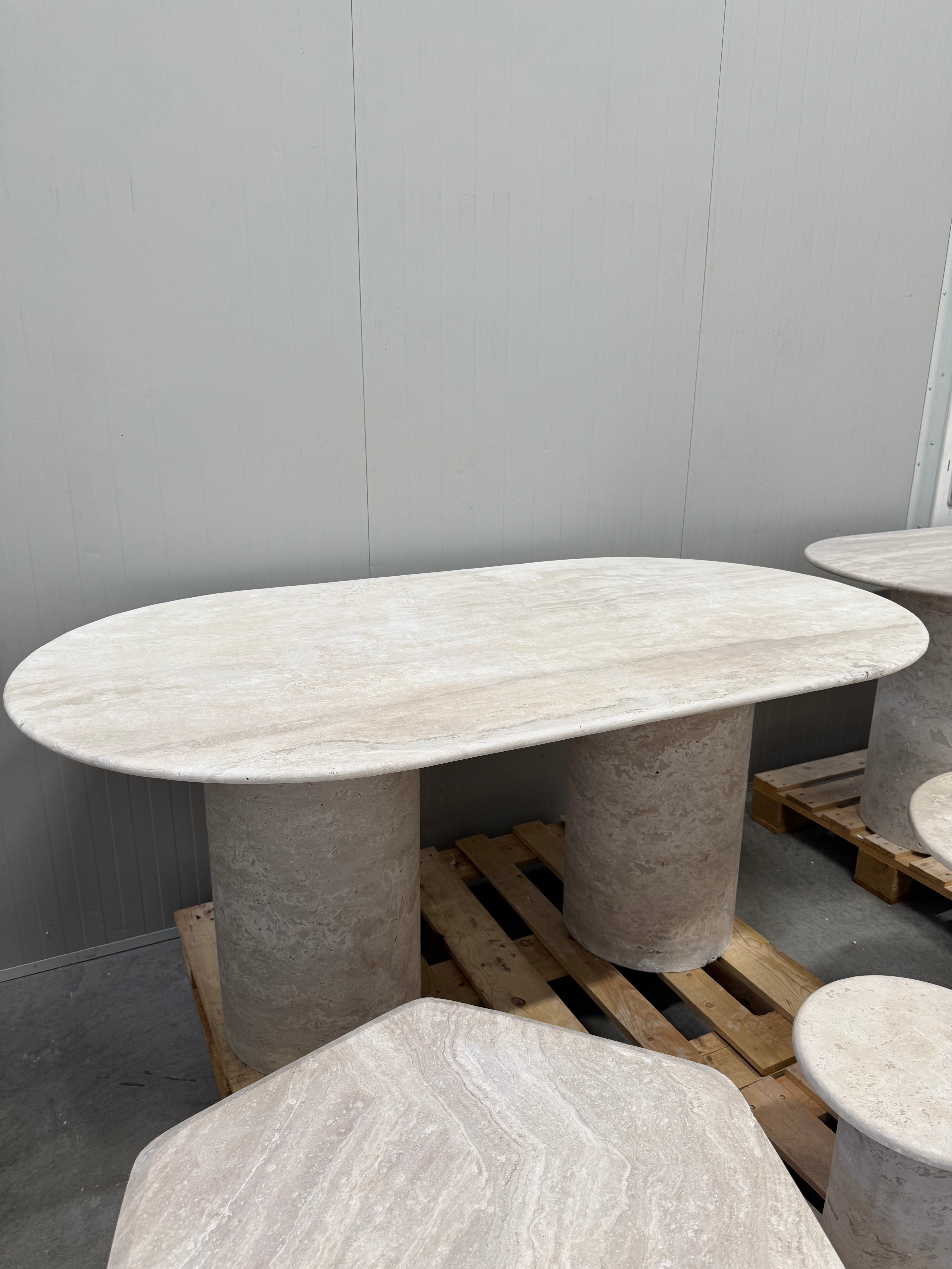 Solid Travertine Dining Table