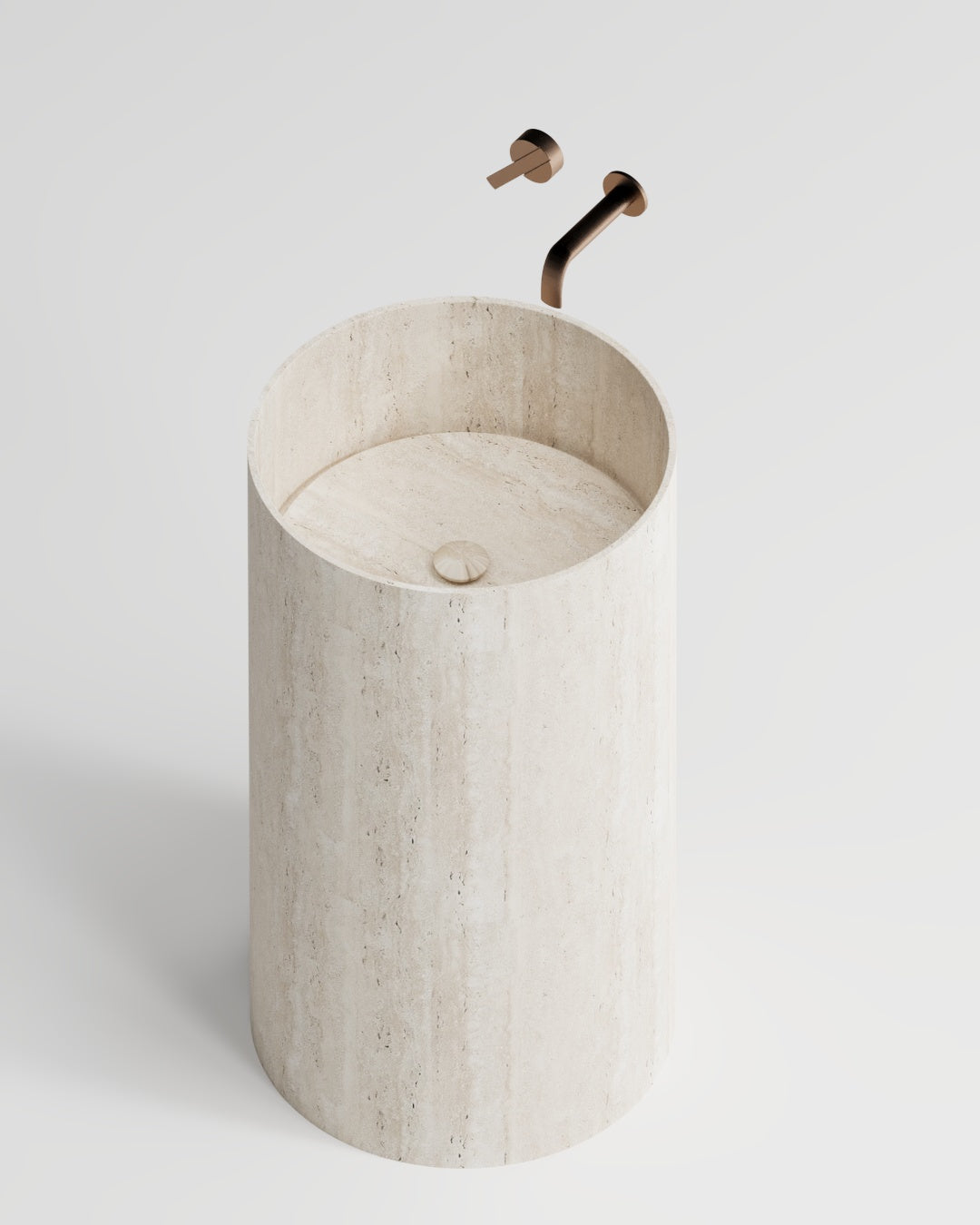 Solid Travertine Pedestal Sink – Smooth Bore