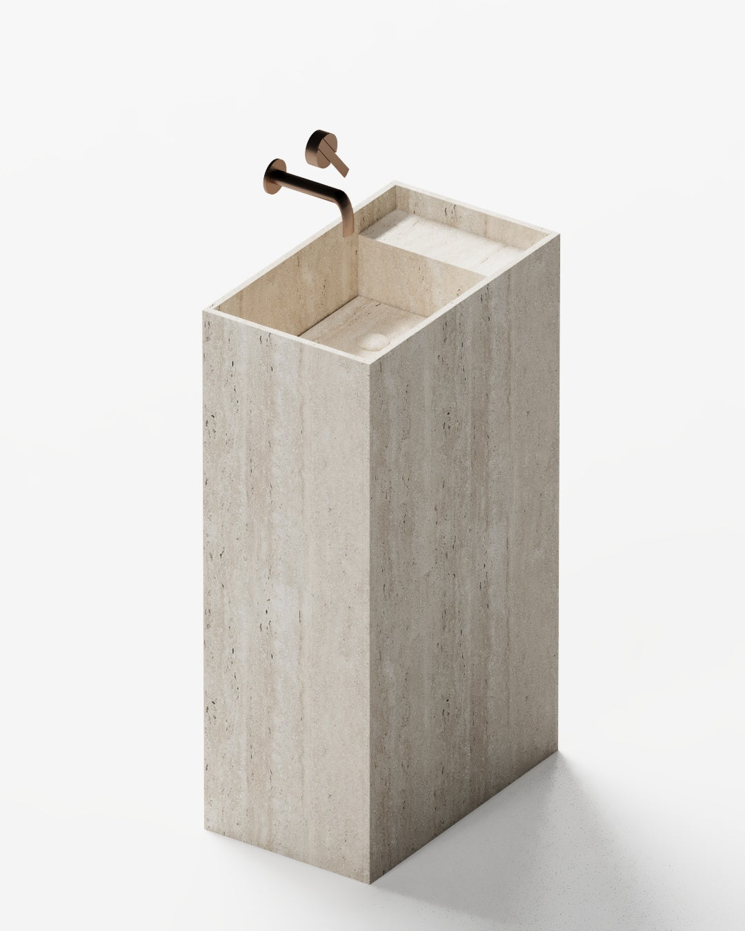 Solid Travertine Pedestal Sink – Monolithic Form