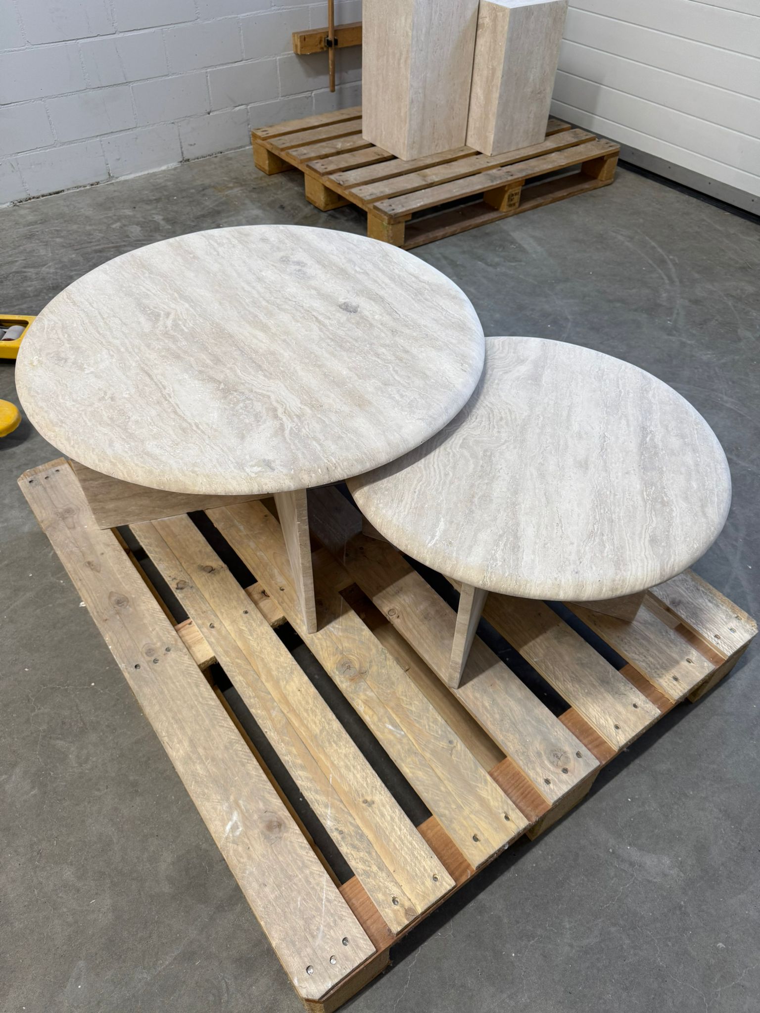 Solid Travertine Coffee Table Duo – X Base