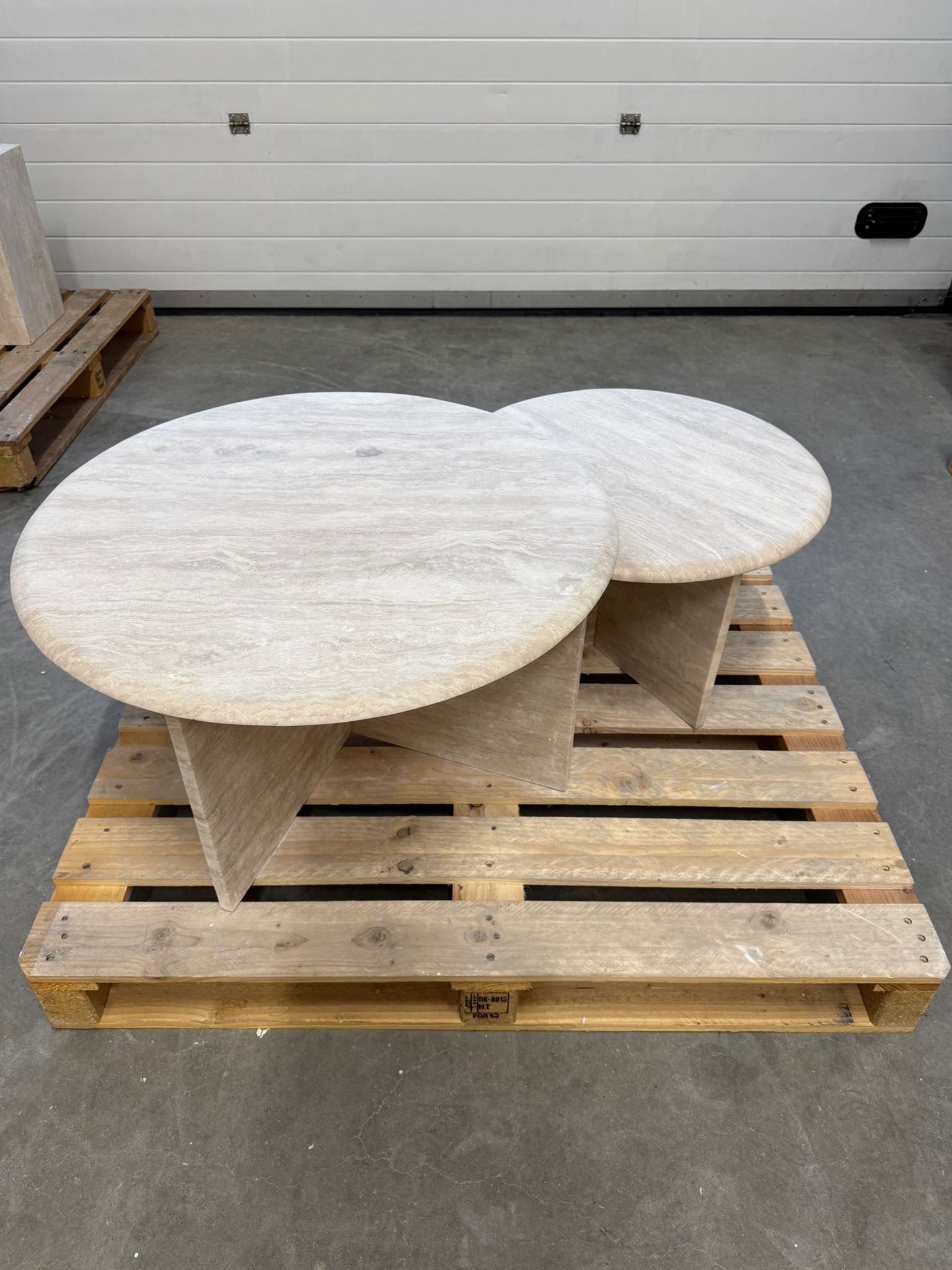 Solid Travertine Coffee Table Duo – X Base