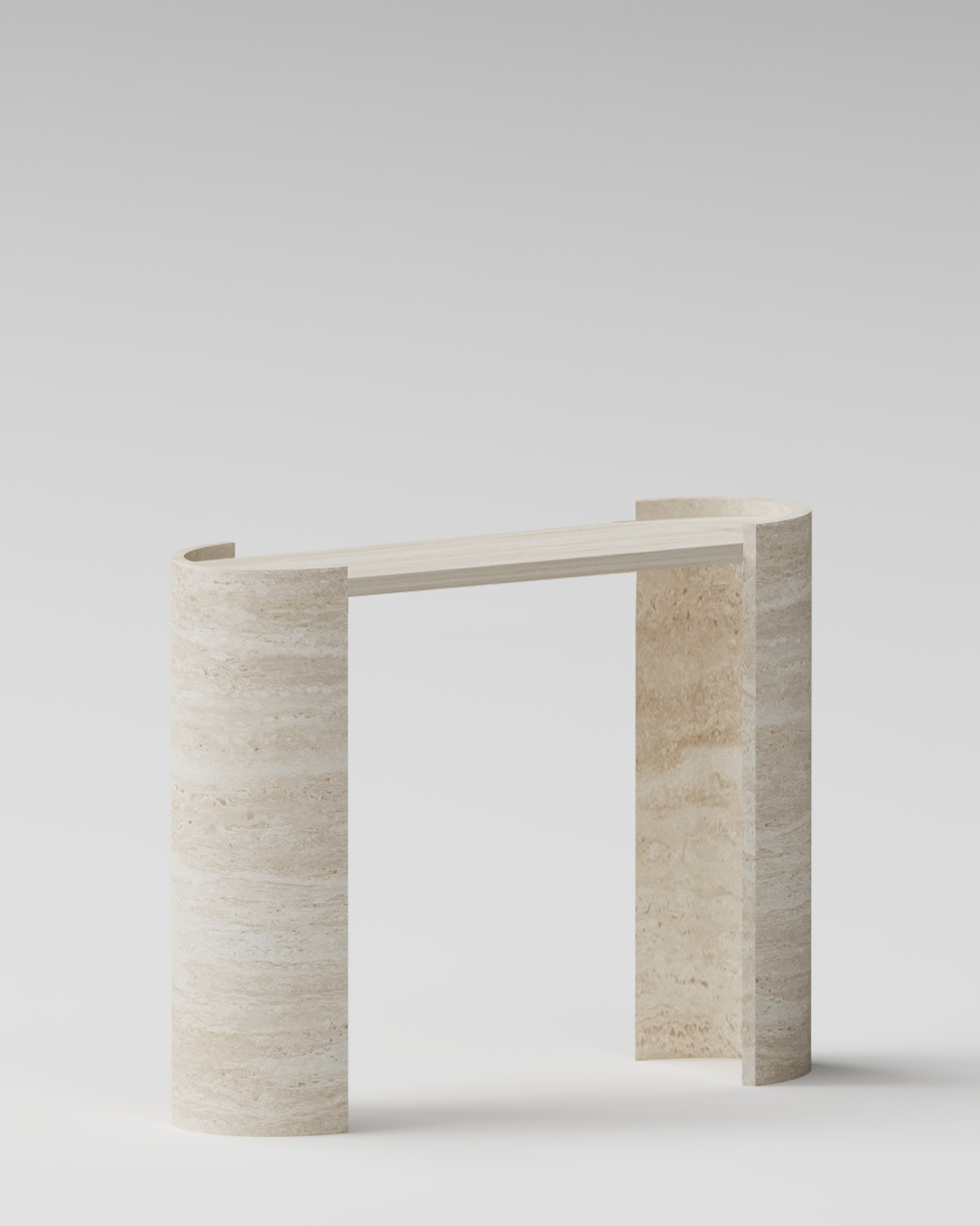 #NEWYEARSALE Solid Travertine Console - Sculpted Curve Base